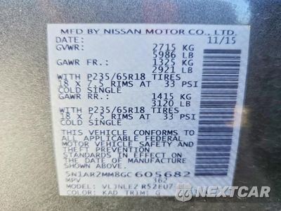 Zdjęcie 13 z 14 samochodu: 2016 NISSAN PATHFINDER VIN:5N1AR2MM8GC605682 - miniatura