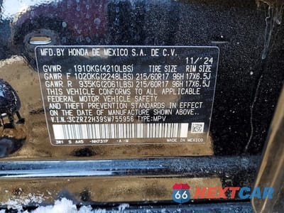Zdjęcie 12 z 12 samochodu: 2025 HONDA HR-V LX VIN:3CZRZ2H39SM755956 - miniatura