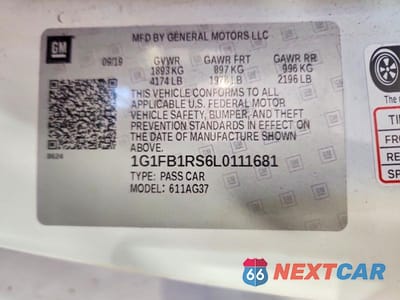 Zdjęcie 12 z 12 samochodu: 2020 CHEVROLET CAMARO LS VIN:1G1FB1RS6L0111681 - miniatura
