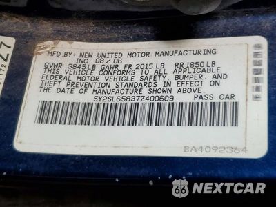 Zdjęcie 13 z 13 samochodu: 2007 PONTIAC VIBE VIN:5Y2SL65837Z400609 - miniatura