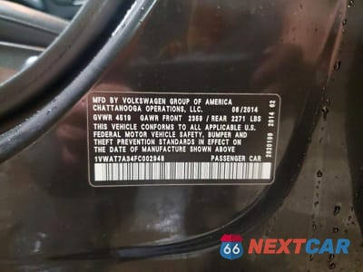 Zdjęcie 12 z 12 samochodu: 2015 VOLKSWAGEN PASSAT S VIN:1VWAT7A34FC002948 - miniatura