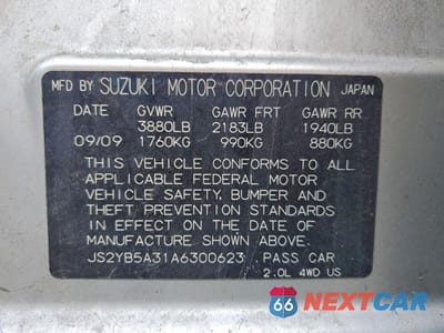 Zdjęcie 13 z 13 samochodu: 2010 SUZUKI SX4 VIN:JS2YB5A31A6300623 - miniatura