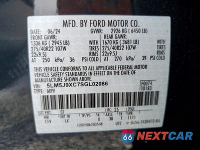 Zdjęcie 13 z 13 samochodu: 2025 LINCOLN AVIATOR BLACK LABEL VIN:5LM5J9XC7SGL02086 - miniatura