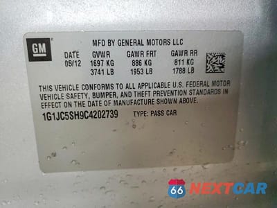 Zdjęcie 12 z 12 samochodu: 2012 CHEVROLET SONIC LT VIN:1G1JC5SH9C4202739 - miniatura