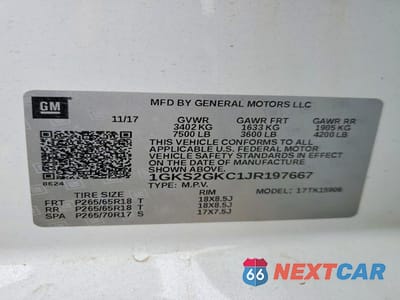 Zdjęcie 13 z 13 samochodu: 2018 GMC YUKON XL K1500 SLT VIN:1GKS2GKC1JR197667 - miniatura