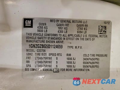 Zdjęcie 13 z 13 samochodu: 2013 CHEVROLET EXPRESS G3500 LS VIN:1GNZGZBG5D1124659 - miniatura