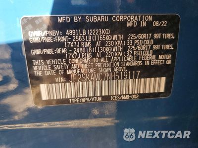Zdjęcie 13 z 13 samochodu: 2022 SUBARU FORESTER W VIN:JF2SKAMC7NH519117 - miniatura