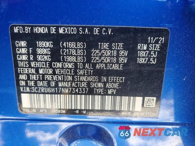 Zdjęcie 13 z 13 samochodu: 2022 HONDA HR-V SPORT VIN:3CZRU6H17NM734337 - miniatura