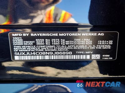 Zdjęcie 14 z 14 samochodu: 2022 BMW X5 M50I VIN:5UXJU4C08N9J86898 - miniatura