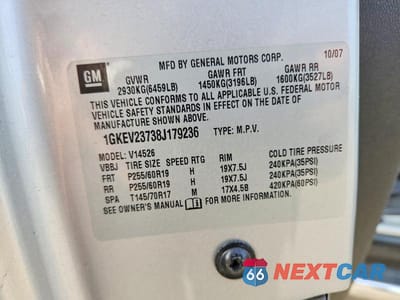 Zdjęcie 12 z 12 samochodu: 2008 GMC ACADIA SLT-1 VIN:1GKEV23738J179236 - miniatura