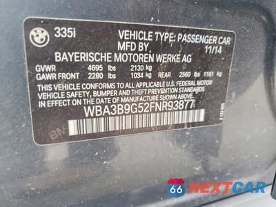 Zdjęcie 12 z 12 samochodu: 2015 BMW 335 XI VIN:WBA3B9G52FNR93877 - miniatura