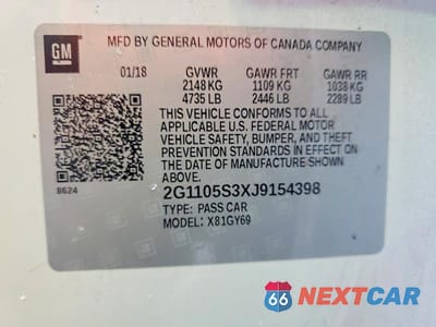Zdjęcie 13 z 13 samochodu: 2018 CHEVROLET IMPALA LT VIN:2G1105S3XJ9154398 - miniatura