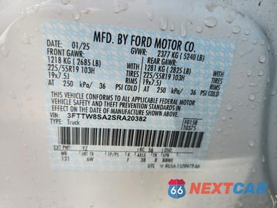Zdjęcie 12 z 12 samochodu: 2025 FORD MAVERICK LARIAT VIN:3FTTW8SA2SRA20382 - miniatura