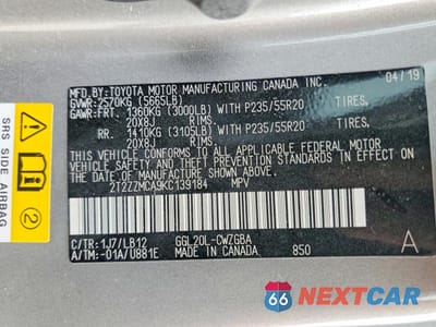 Zdjęcie 14 z 14 samochodu: 2019 LEXUS RC 350 BASE VIN:2T2ZZMCA9KC139184 - miniatura