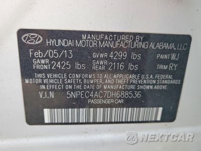 Zdjęcie 12 z 12 samochodu: 2013 HYUNDAI SONATA SE VIN:5NPEC4AC7DH688536 - miniatura