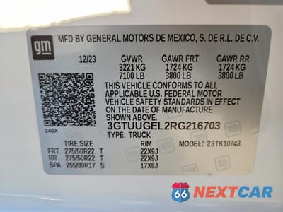 Zdjęcie 13 z 13 samochodu: 2024 GMC SIERRA K1500 DENALI VIN:3GTUUGEL2RG216703 - miniatura