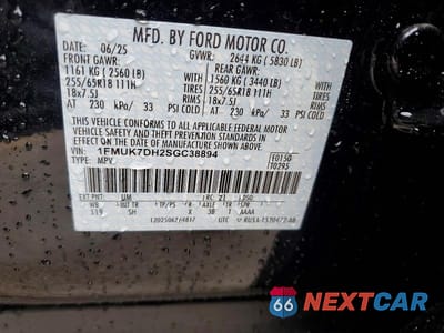Zdjęcie 13 z 13 samochodu: 2025 FORD EXPLORER ACTIVE VIN:1FMUK7DH2SGC38894 - miniatura