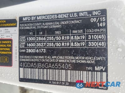 Zdjęcie 13 z 13 samochodu: 2016 MERCEDES-BENZ GLE 350 VIN:4JGDA5JB6GA655405 - miniatura
