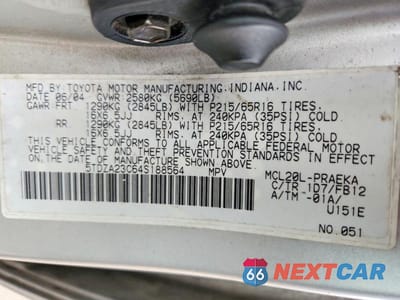 Zdjęcie 13 z 13 samochodu: 2004 TOYOTA SIENNA LE 8 PASSENGER VIN:5TDZA23C64S188564 - miniatura