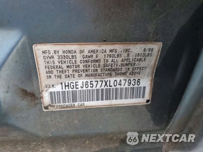 Zdjęcie 12 z 12 samochodu: 1999 HONDA CIVIC LX VIN:1HGEJ6577XL047936 - miniatura