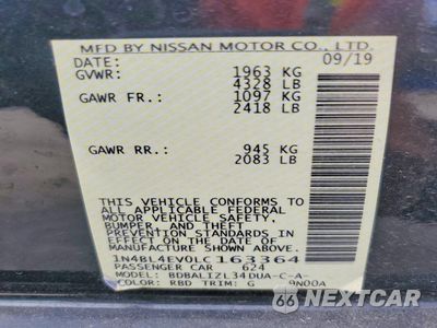 Zdjęcie 12 z 13 samochodu: 2020 NISSAN ALTIMA SL VIN:1N4BL4EV0LC163364 - miniatura