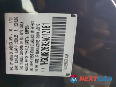 Zdjęcie 12 z 12 samochodu: 2003 HONDA ACCORD EX VIN:1HGCM82693A012181 - miniatura