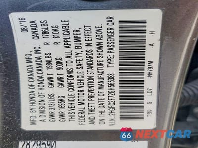 Zdjęcie 13 z 13 samochodu: 2016 HONDA CIVIC EX VIN:2HGFC2F72GH565388 - miniatura