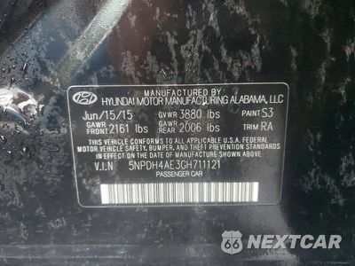 Zdjęcie 12 z 12 samochodu: 2016 HYUNDAI ELANTRA SE VIN:5NPDH4AE3GH711121 - miniatura