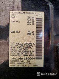 Zdjęcie 12 z 14 samochodu: 2011 NISSAN ALTIMA BASE VIN:1N4AL2AP3BC180004 - miniatura
