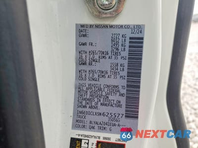 Zdjęcie 13 z 14 samochodu: 2025 NISSAN FRONTIER S VIN:1N6ED1CLXSN625577 - miniatura