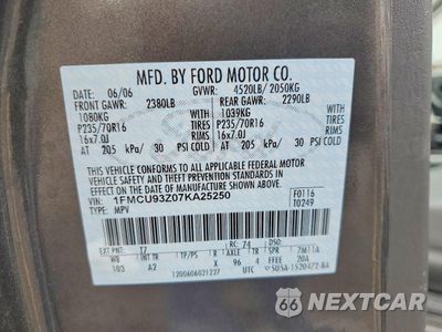 Zdjęcie 14 z 14 samochodu: 2007 FORD ESCAPE XLT VIN:1FMCU93Z07KA25250 - miniatura