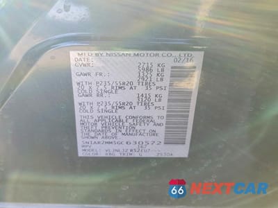 Zdjęcie 14 z 14 samochodu: 2016 NISS PATHFINDER PLATINUM VIN:5N1AR2MM5GC630572 - miniatura
