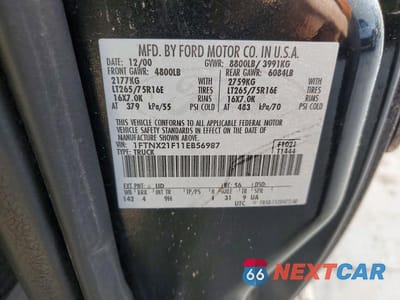Zdjęcie 12 z 12 samochodu: 2001 FORD F250 SUPER DUTY VIN:1FTNX21F11EB56987 - miniatura