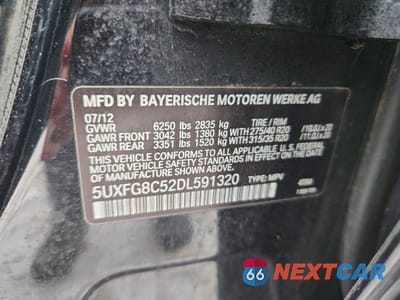 Zdjęcie 12 z 12 samochodu: 2013 BMW X6 XDRIVE50I VIN:5UXFG8C52DL591320 - miniatura