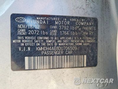 Zdjęcie 13 z 13 samochodu: 2013 HYUNDAI ELANTRA GLS VIN:KMHDH4AE8DU706509 - miniatura