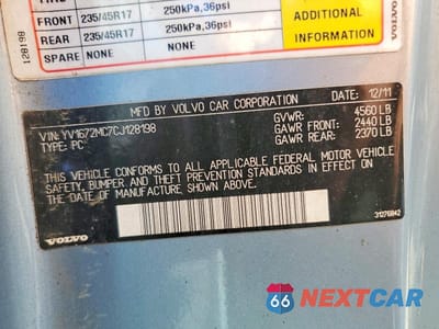 Zdjęcie 12 z 12 samochodu: 2012 VOLVO C70 T5 VIN:YV1672MC7CJ128198 - miniatura