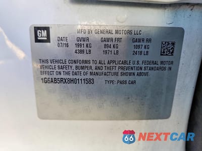 Zdjęcie 12 z 13 samochodu: 2017 CADILLAC ATS LUXURY VIN:1G6AB5RX8H0111583 - miniatura