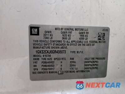Zdjęcie 13 z 13 samochodu: 2016 GMC YUKON DENALI VIN:1GKS2CKJ6GR438073 - miniatura