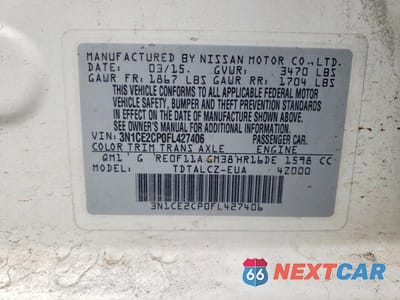 Zdjęcie 12 z 12 samochodu: 2015 NISSAN VERSA NOTE S VIN:3N1CE2CP0FL427406 - miniatura