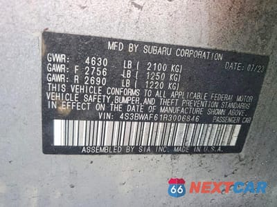 Zdjęcie 12 z 12 samochodu: 2024 SUBARU LEGACY PREMIUM VIN:4S3BWAF61R3006846 - miniatura