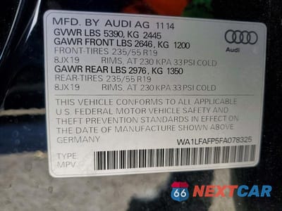 Zdjęcie 13 z 13 samochodu: 2015 AUDI Q5 PREMIUM PLUS VIN:WA1LFAFP5FA078325 - miniatura