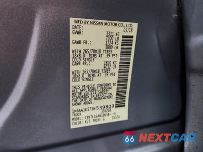 Zdjęcie 13 z 13 samochodu: 2018 NISSAN TITAN SV VIN:1N6AA1E57JN539809 - miniatura