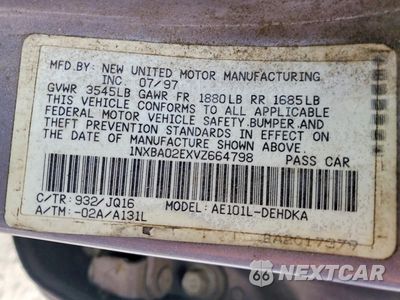 Zdjęcie 12 z 12 samochodu: 1997 TOYOTA COROLLA BASE VIN:1NXBA02EXVZ664798 - miniatura