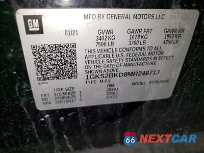 Zdjęcie 13 z 13 samochodu: 2021 GMC YUKON SLT VIN:1GKS2BKD8MR248713 - miniatura