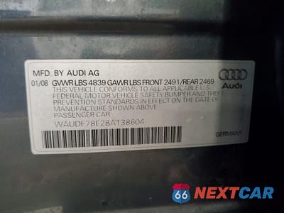 Zdjęcie 12 z 12 samochodu: 2008 AUDI A4 2.0T QUATTRO VIN:WAUDF78E28A138604 - miniatura