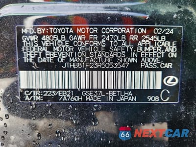 Zdjęcie 13 z 14 samochodu: 2024 LEXUS IS 300 F SPORT DESIGN VIN:JTHB81F23R5053547 - miniatura