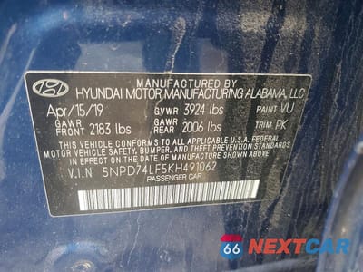 Zdjęcie 12 z 12 samochodu: 2019 HYUNDAI ELANTRA SE VIN:5NPD74LF5KH491062 - miniatura