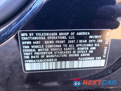 Zdjęcie 12 z 12 samochodu: 2018 VOLKSWAGEN PASSAT SE VIN:1VWBA7A33JC005519 - miniatura