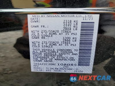 Zdjęcie 13 z 14 samochodu: 2024 NISSAN MURANO SL VIN:5N1AZ2CJ0RC108085 - miniatura