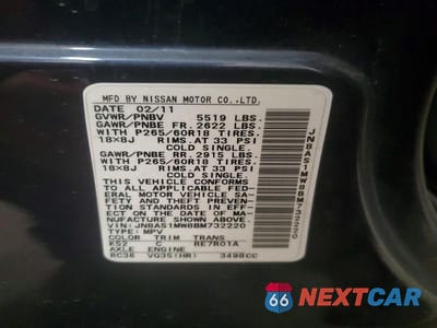 Zdjęcie 12 z 12 samochodu: 2011 INFINITI FX35 VIN:JN8AS1MW8BM732220 - miniatura